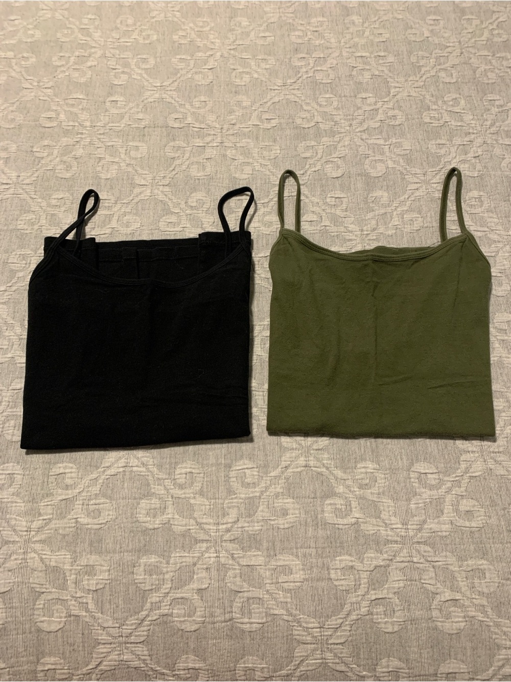 BUNDLE Aeropostale Black and Olive Slim Strap Camisole (Size M)
